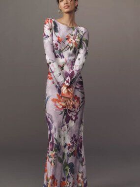 Anthropologie Kachel Floral Long Sleeve Maxi Dress